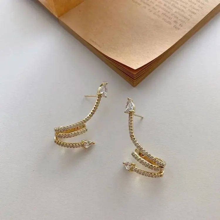 Snake Earrings Sterling Silver Zircon Studs-Jewearrings