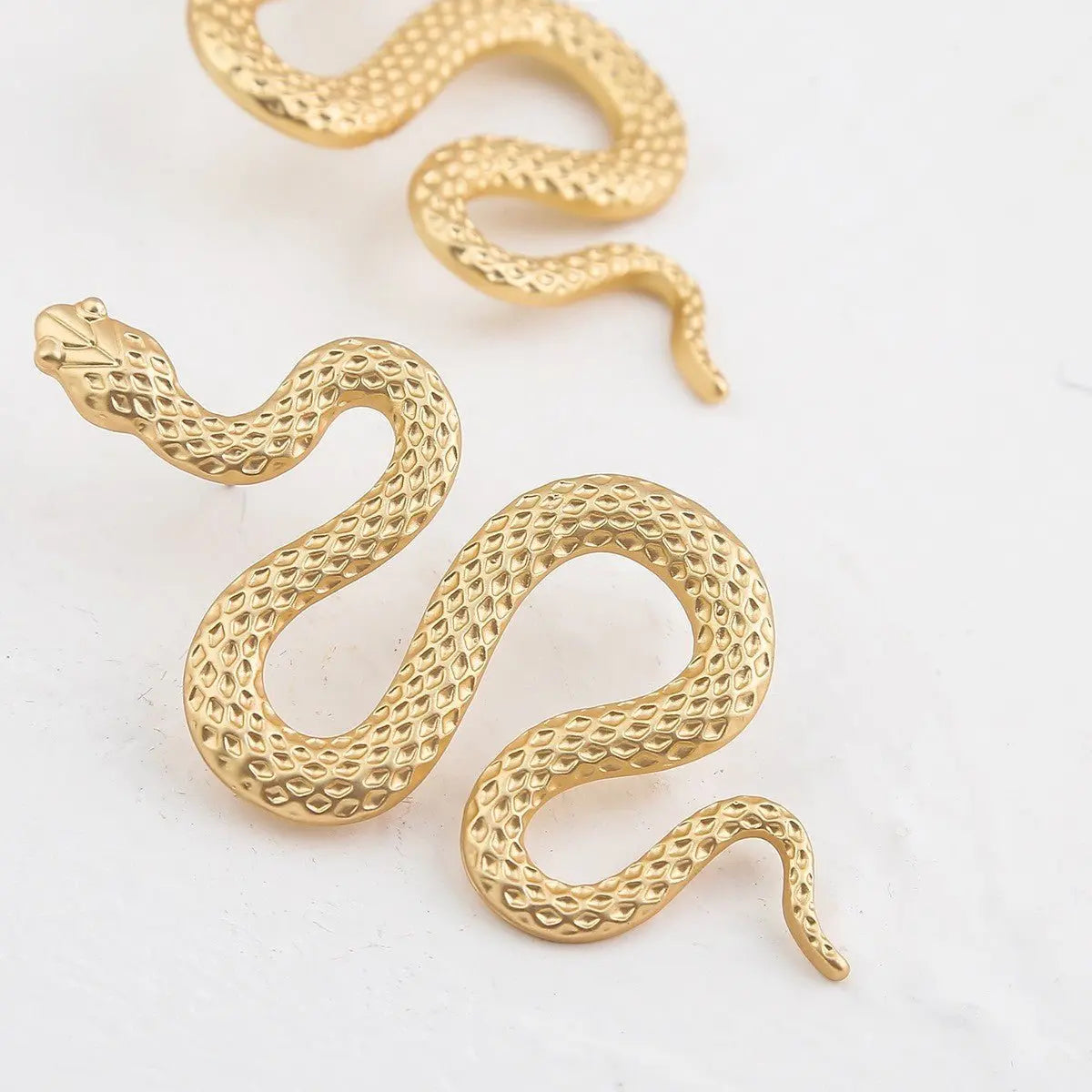 Snake Earrings: Three Dimensional Engraved Alloy-Jewearrings