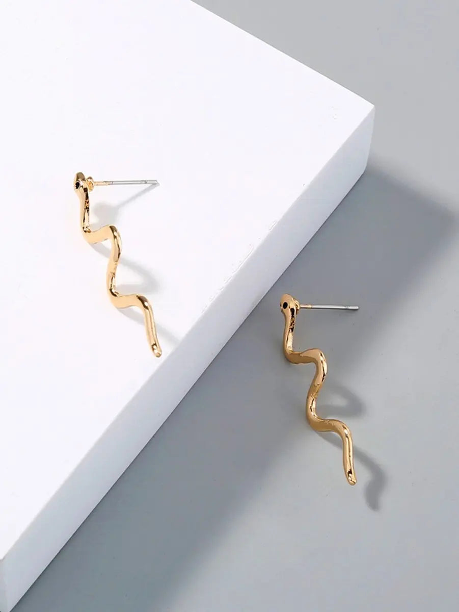 Snake Earrings Twisted Metal | Trendy Ins Style-Jewearrings