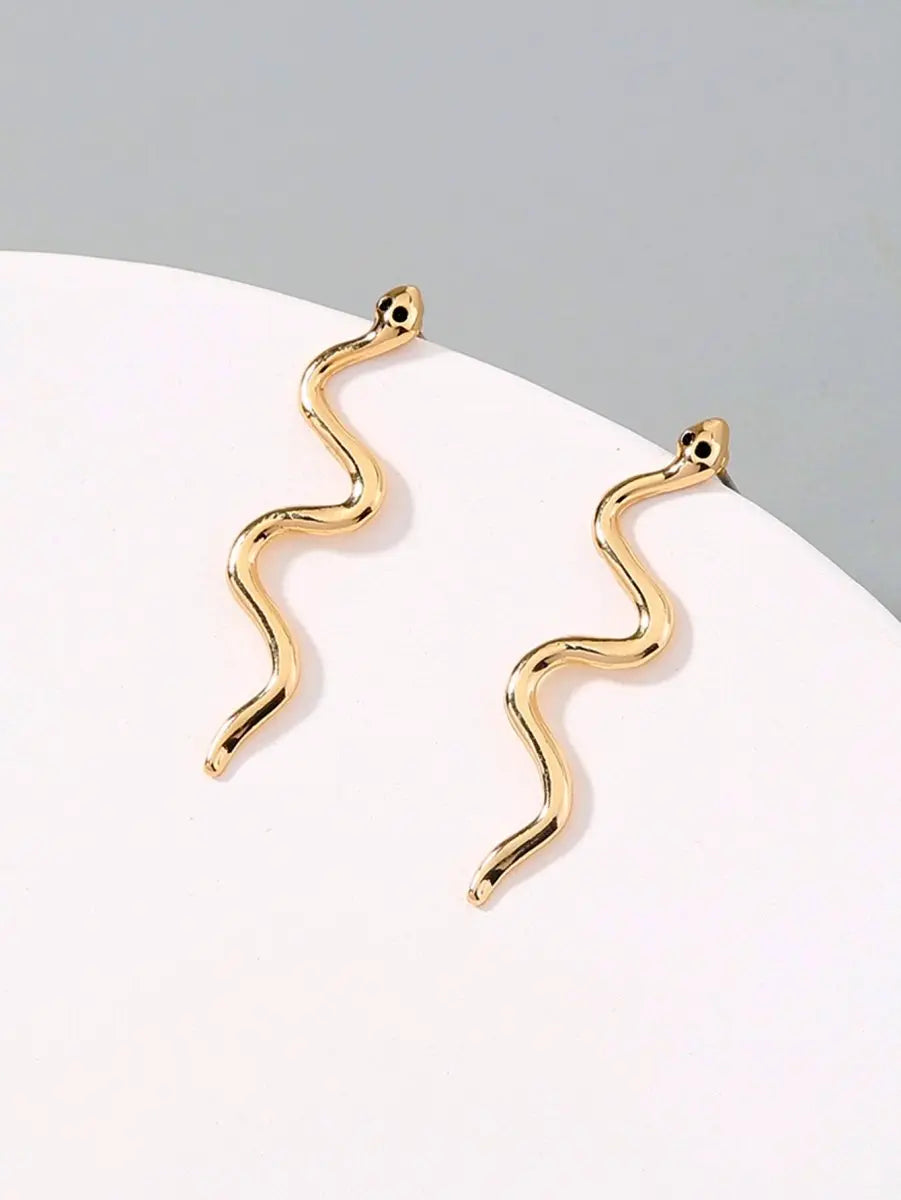 Snake Earrings Twisted Metal | Trendy Ins Style-Jewearrings