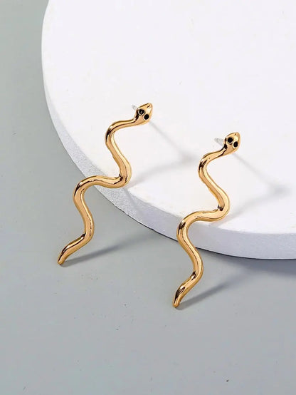 Snake Earrings Twisted Metal | Trendy Ins Style-Jewearrings