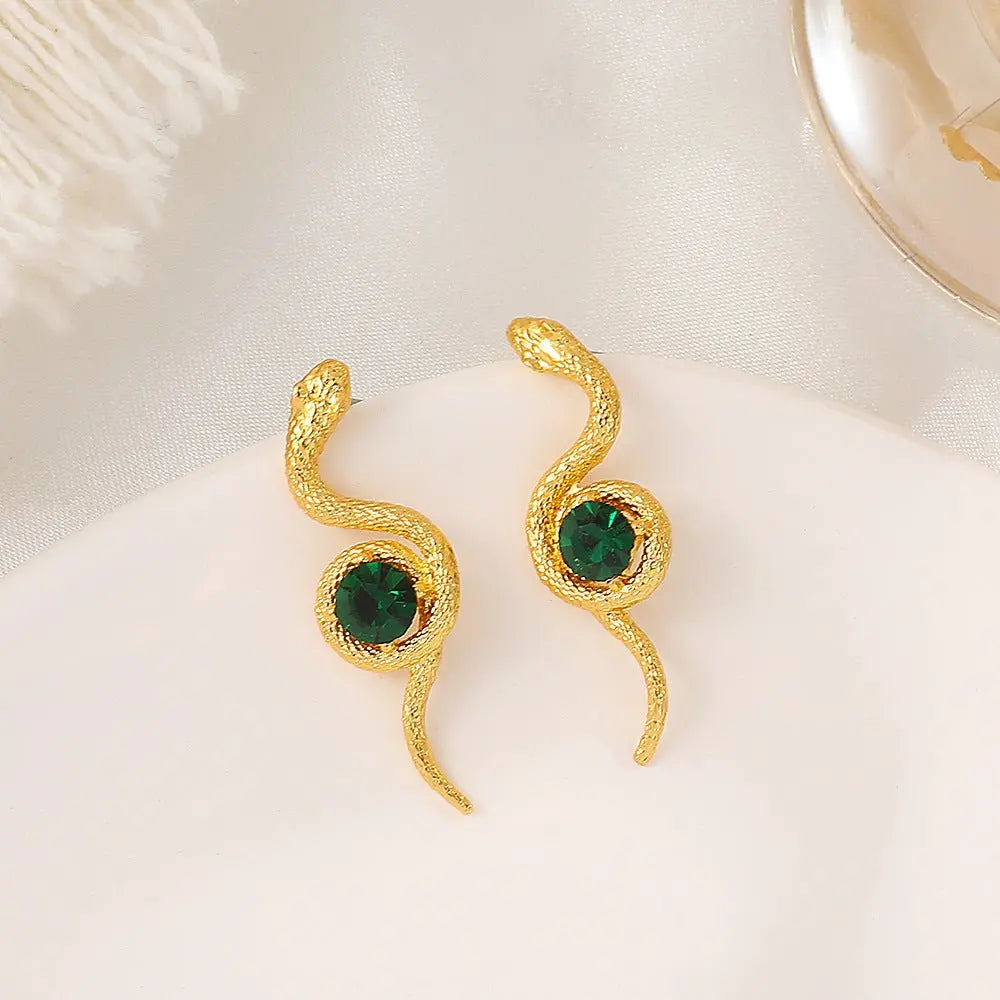 Snake Earrings Vintage Diamond-Jewearrings