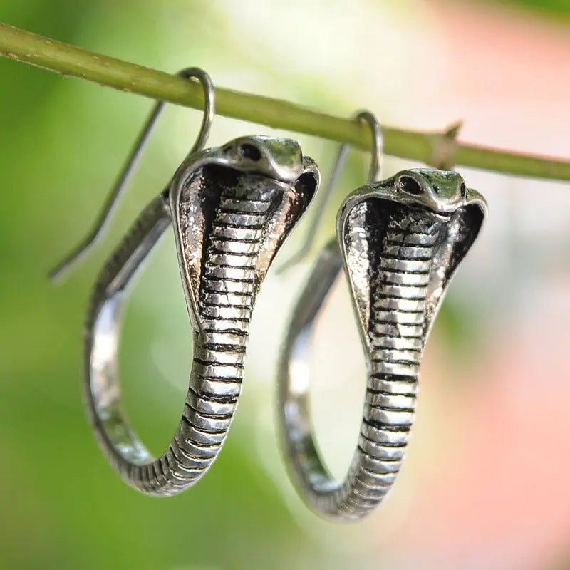 Snake Earrings Vintage Style - Silver & Gold-Jewearrings