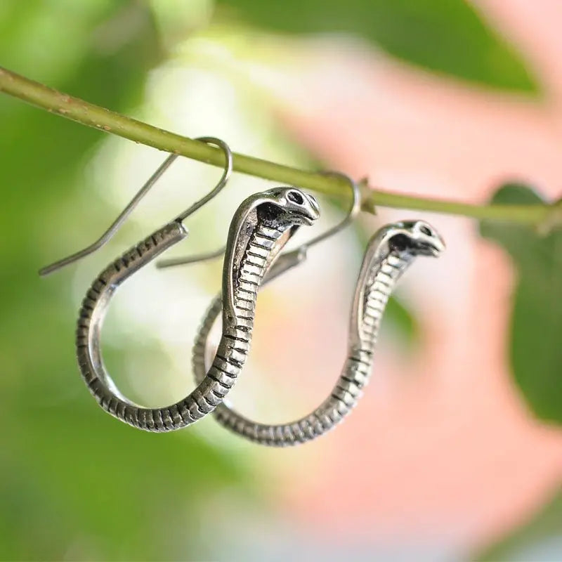 Snake Earrings Vintage Style - Silver & Gold-Jewearrings