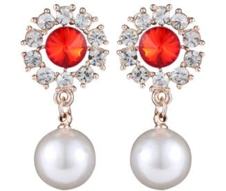 Sparkling Crystal Diamond Pearl Stud Earrings-Jewearrings