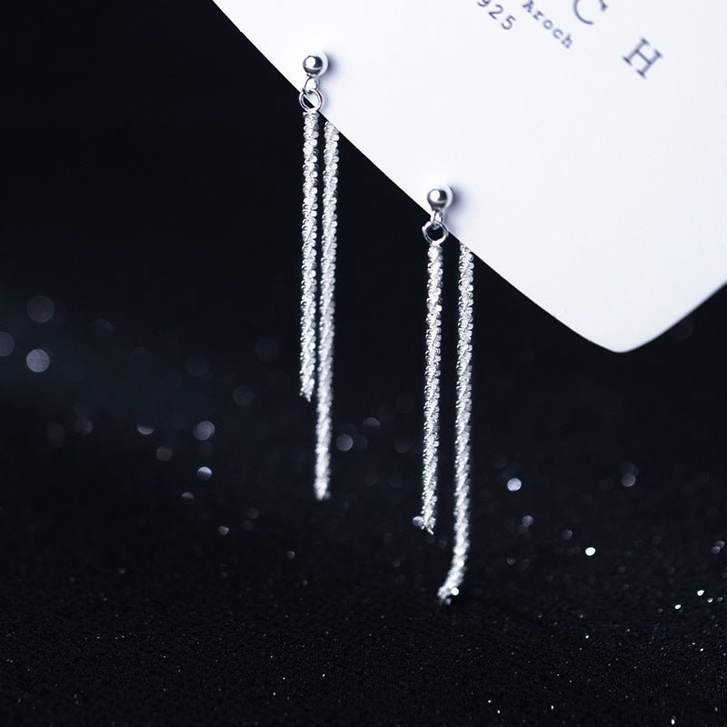 Sparkling S925 Silver Gypsophila Chain Tassel Long Earrings-Jewearrings