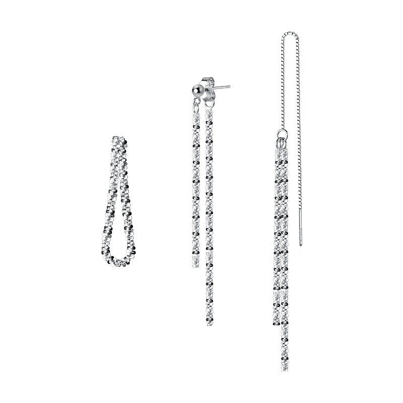 Sparkling S925 Silver Gypsophila Chain Tassel Long Earrings-Jewearrings