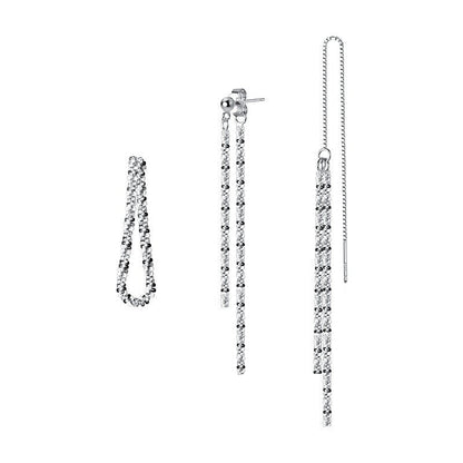 Sparkling S925 Silver Gypsophila Chain Tassel Long Earrings-Jewearrings