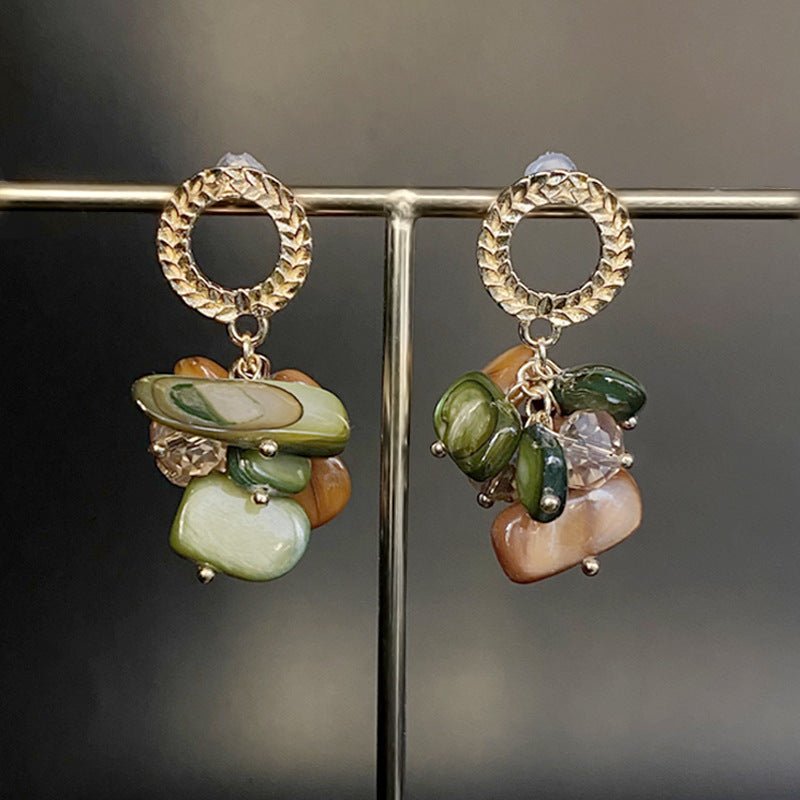 Special-interest Design Colorful Shell Copper Plating Earrings-Jewearrings