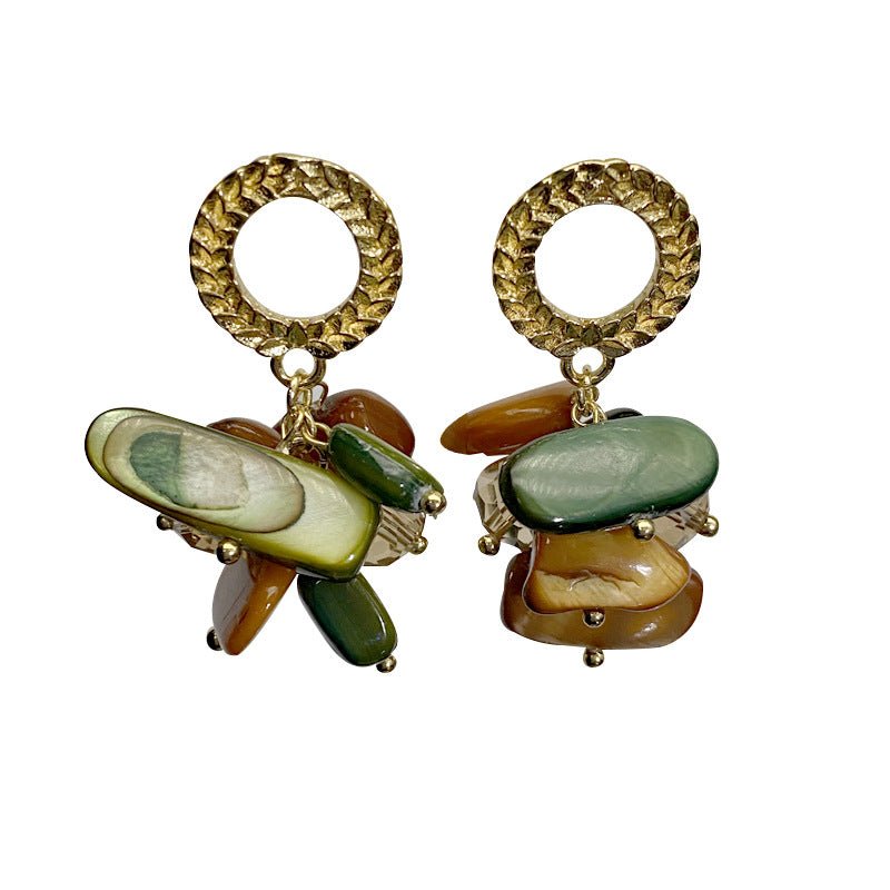 Special-interest Design Colorful Shell Copper Plating Earrings-Jewearrings