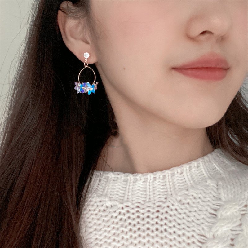 Spring And Fairy Tale Pastoral Handmade Symphony Blue Earrings-Jewearrings