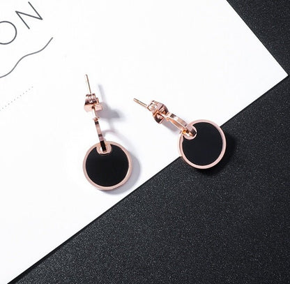 Square Round Titanium Earrings-Jewearrings