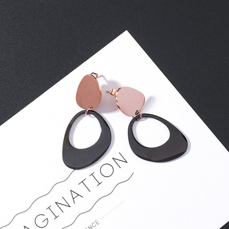 Square Round Titanium Earrings-Jewearrings