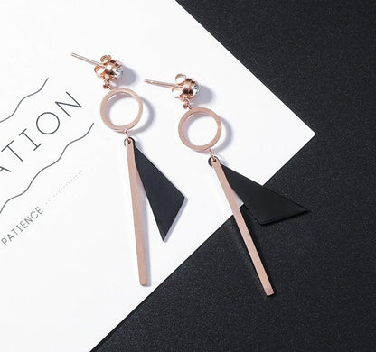 Square Round Titanium Earrings-Jewearrings