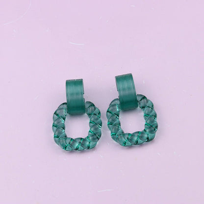 Square Semicircle Stitching Stud Earrings Acrylic Earrings-Jewearrings