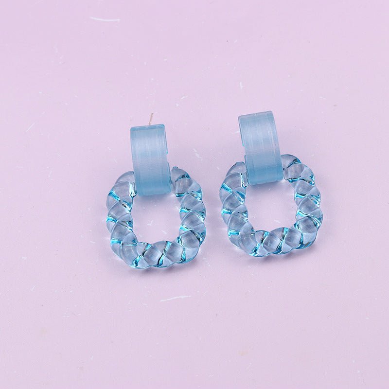 Square Semicircle Stitching Stud Earrings Acrylic Earrings-Jewearrings