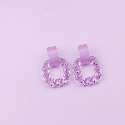 Square Semicircle Stitching Stud Earrings Acrylic Earrings-Jewearrings