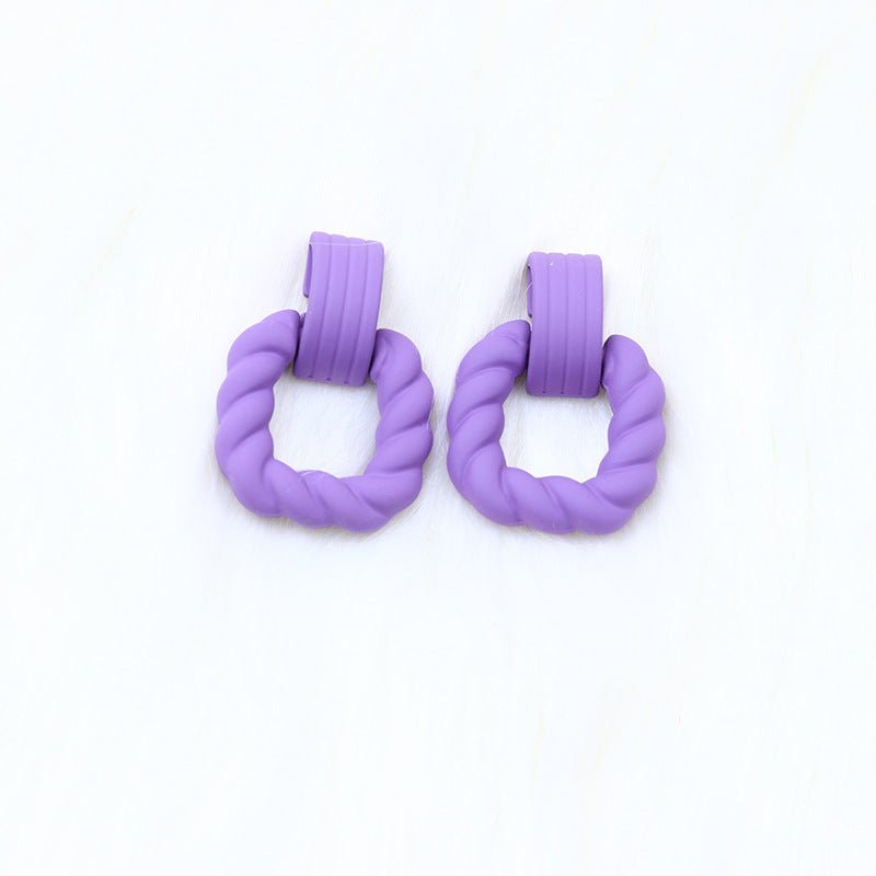 Square Semicircle Stitching Stud Earrings Acrylic Earrings-Jewearrings