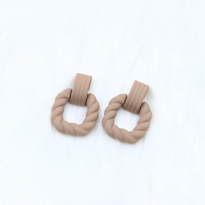 Square Semicircle Stitching Stud Earrings Acrylic Earrings-Jewearrings