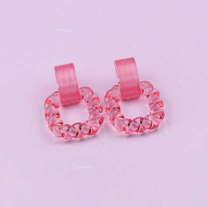 Square Semicircle Stitching Stud Earrings Acrylic Earrings-Jewearrings