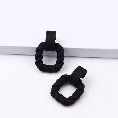 Square Semicircle Stitching Stud Earrings Acrylic Earrings-Jewearrings