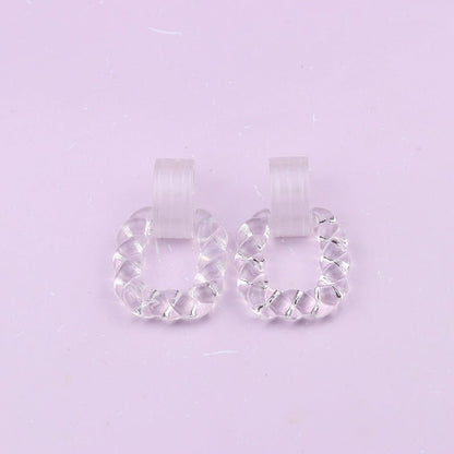 Square Semicircle Stitching Stud Earrings Acrylic Earrings-Jewearrings