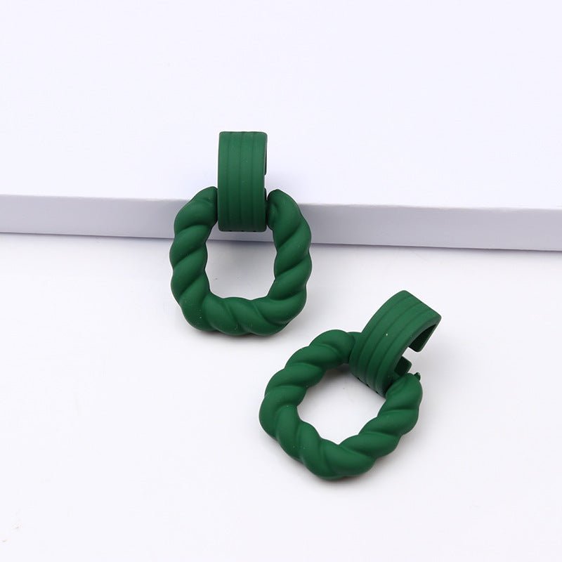 Square Semicircle Stitching Stud Earrings Acrylic Earrings-Jewearrings