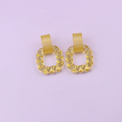 Square Semicircle Stitching Stud Earrings Acrylic Earrings-Jewearrings