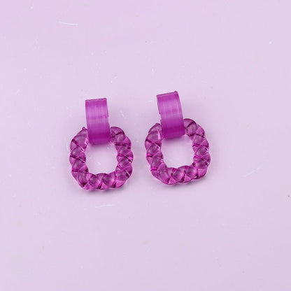 Square Semicircle Stitching Stud Earrings Acrylic Earrings-Jewearrings