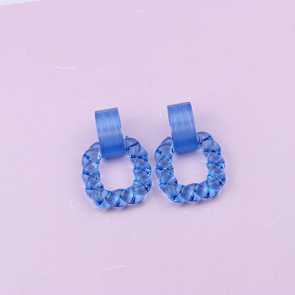 Square Semicircle Stitching Stud Earrings Acrylic Earrings-Jewearrings