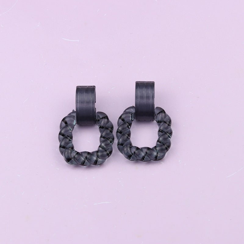 Square Semicircle Stitching Stud Earrings Acrylic Earrings-Jewearrings