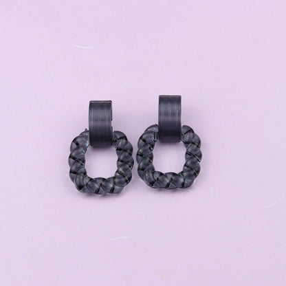 Square Semicircle Stitching Stud Earrings Acrylic Earrings-Jewearrings