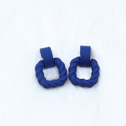 Square Semicircle Stitching Stud Earrings Acrylic Earrings-Jewearrings