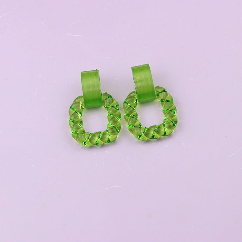 Square Semicircle Stitching Stud Earrings Acrylic Earrings-Jewearrings