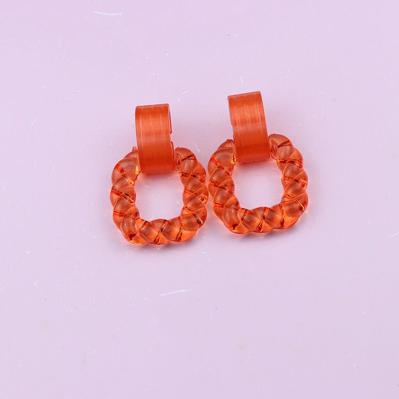 Square Semicircle Stitching Stud Earrings Acrylic Earrings-Jewearrings