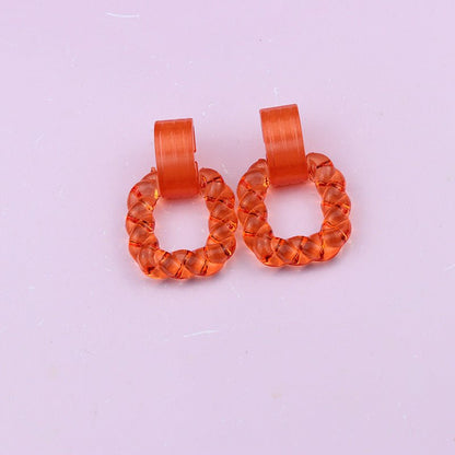 Square Semicircle Stitching Stud Earrings Acrylic Earrings-Jewearrings