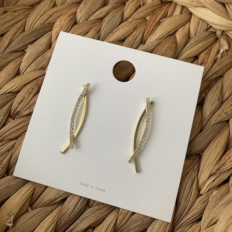 Staggered Fishtail Earrings Silver Needle Earrings Long-Jewearrings