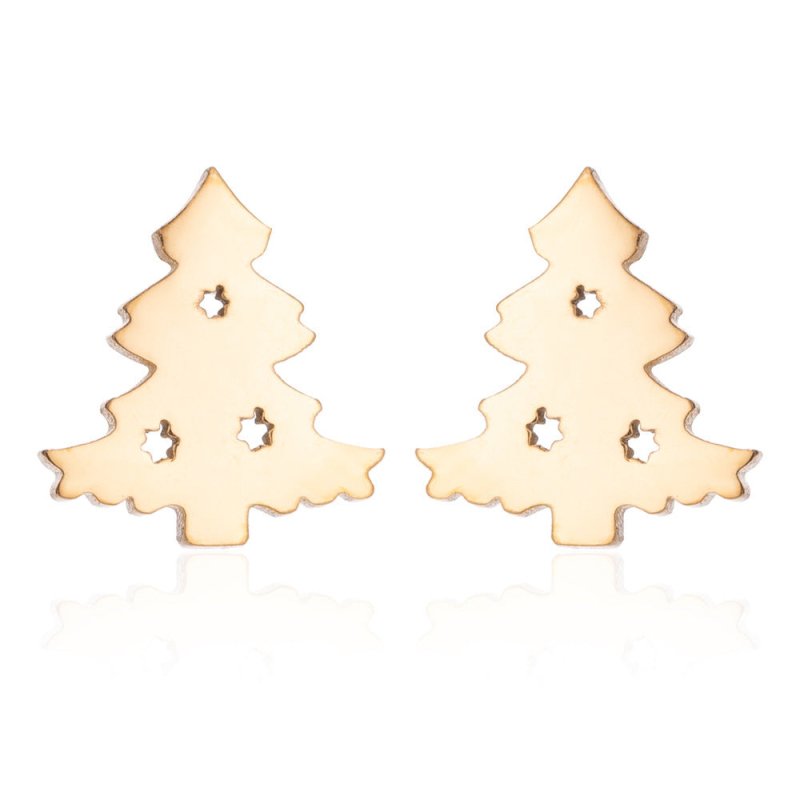 Stainless Steel Big Tree Round Ear Bone Studs Personalized Fashion Earrings-Jewearrings