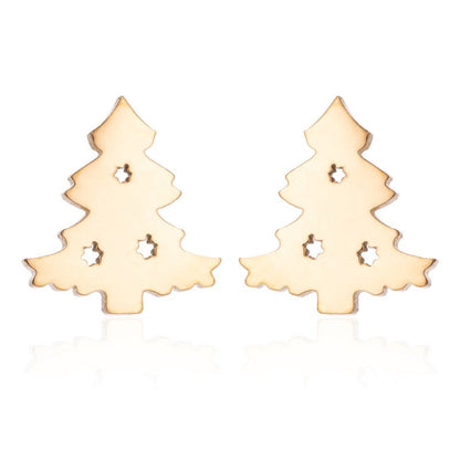 Stainless Steel Big Tree Round Ear Bone Studs Personalized Fashion Earrings-Jewearrings