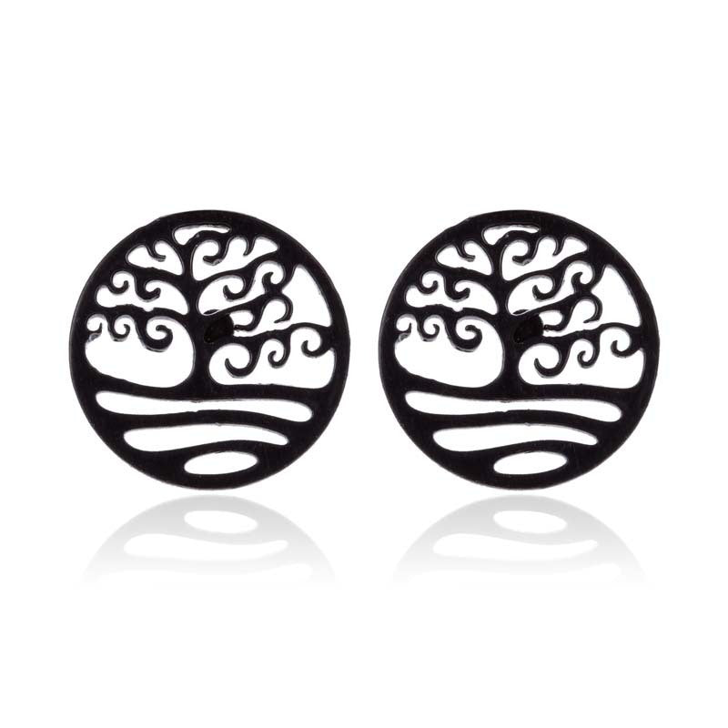 Stainless Steel Big Tree Round Ear Bone Studs Personalized Fashion Earrings-Jewearrings