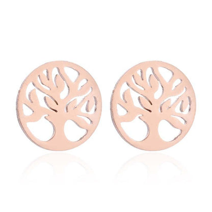 Stainless Steel Big Tree Round Ear Bone Studs Personalized Fashion Earrings-Jewearrings