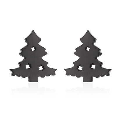 Stainless Steel Big Tree Round Ear Bone Studs Personalized Fashion Earrings-Jewearrings