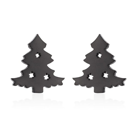 Stainless Steel Big Tree Round Ear Bone Studs Personalized Fashion Earrings-Jewearrings