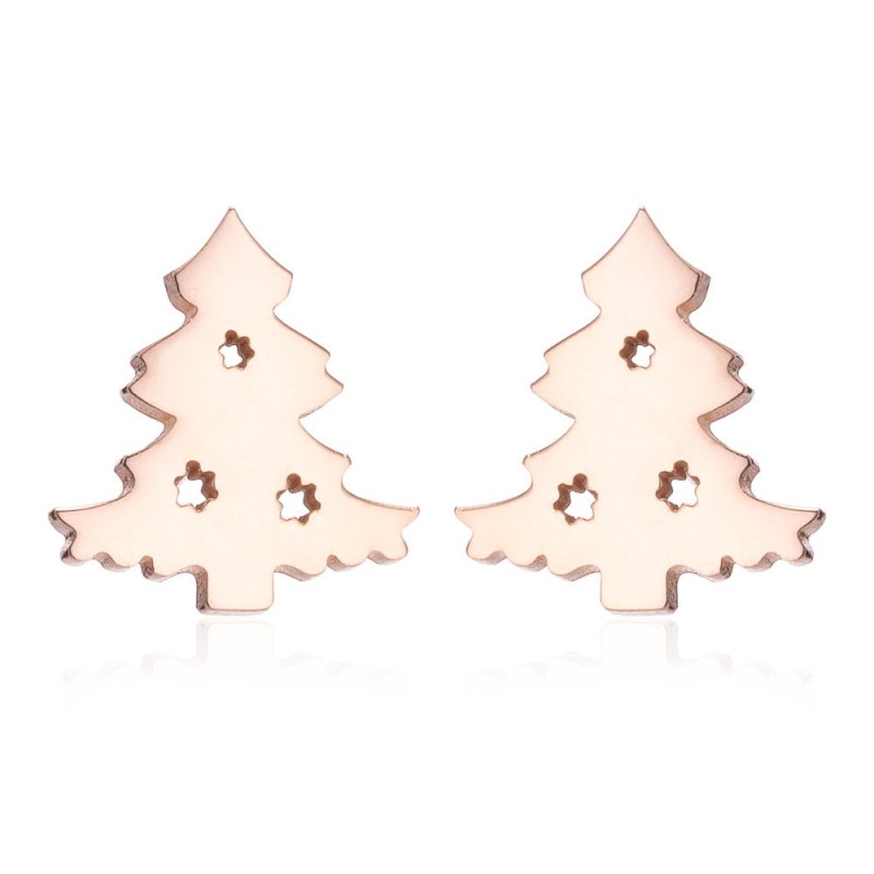 Stainless Steel Big Tree Round Ear Bone Studs Personalized Fashion Earrings-Jewearrings