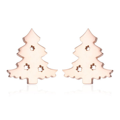 Stainless Steel Big Tree Round Ear Bone Studs Personalized Fashion Earrings-Jewearrings