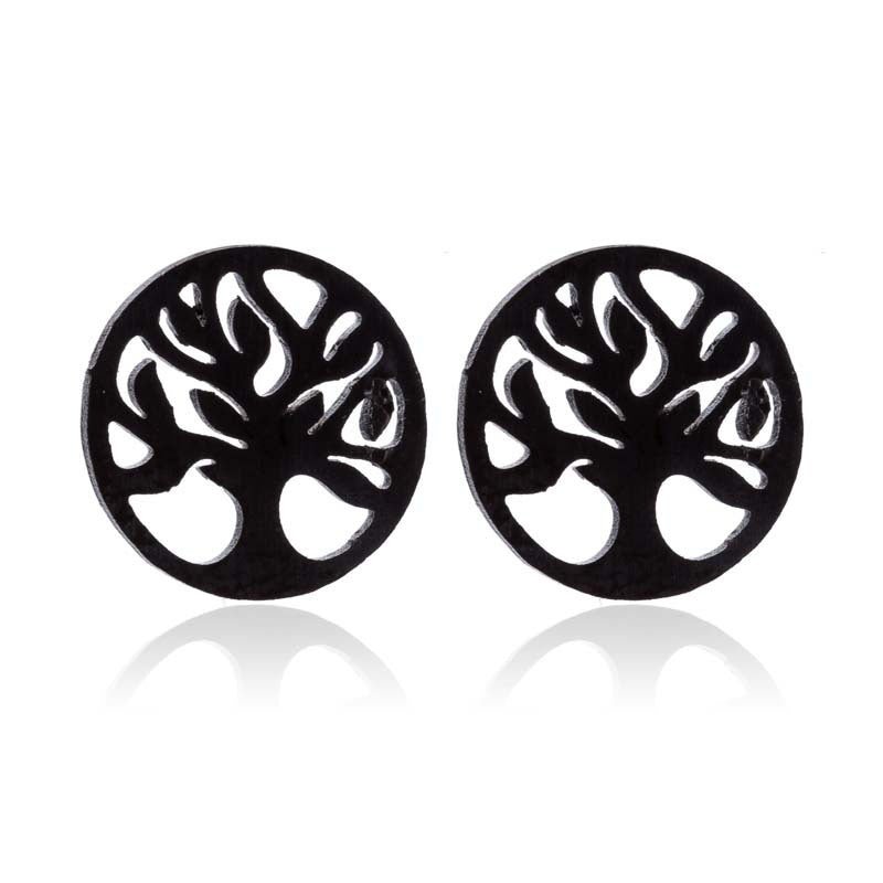 Stainless Steel Big Tree Round Ear Bone Studs Personalized Fashion Earrings-Jewearrings