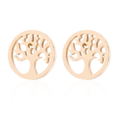 Stainless Steel Big Tree Round Ear Bone Studs Personalized Fashion Earrings-Jewearrings