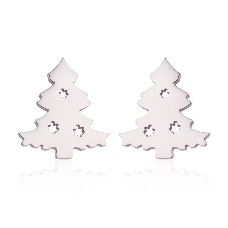 Stainless Steel Big Tree Round Ear Bone Studs Personalized Fashion Earrings-Jewearrings