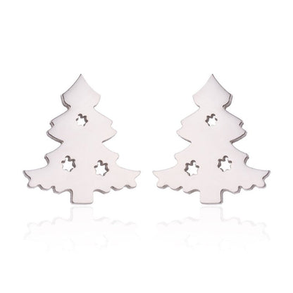 Stainless Steel Big Tree Round Ear Bone Studs Personalized Fashion Earrings-Jewearrings