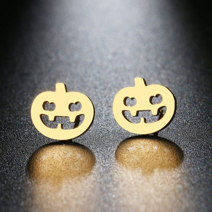 Stainless Steel Earrings Gothic Pumpkin Head Fashion-Jewearrings